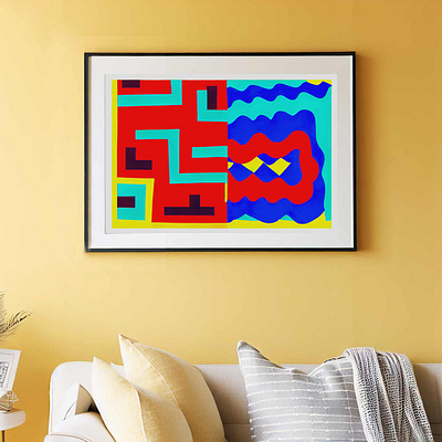 Colour Patch 7 – Colourful Geometric Abstract Print abstract art art print colourful art eclectic art funky art funky art print geometric abstract retro art