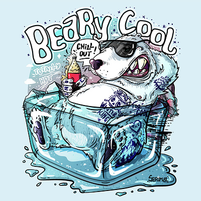 Beary Cool: The Chillest Winter Companion bear bear pun beary cool character chill vibes cozy winter design graphic design illustration vector white bear winter character