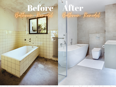 Facebook Ads - Before and After Bathroom Remodel aesthetic animation bathroom remodel before and after branding design graphic design illustration minimal minimalist motion graphics typography vector