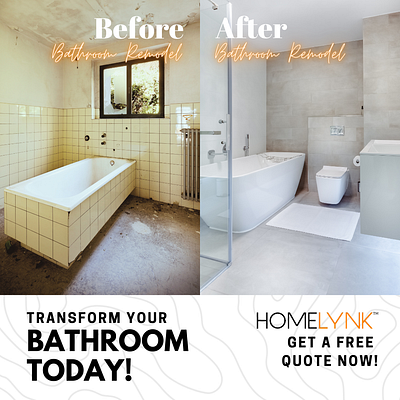 Facebook Ads - Before and After Bathroom Remodel aesthetic animation bathroom remodel before and after branding design graphic design illustration minimal minimalist motion graphics typography vector