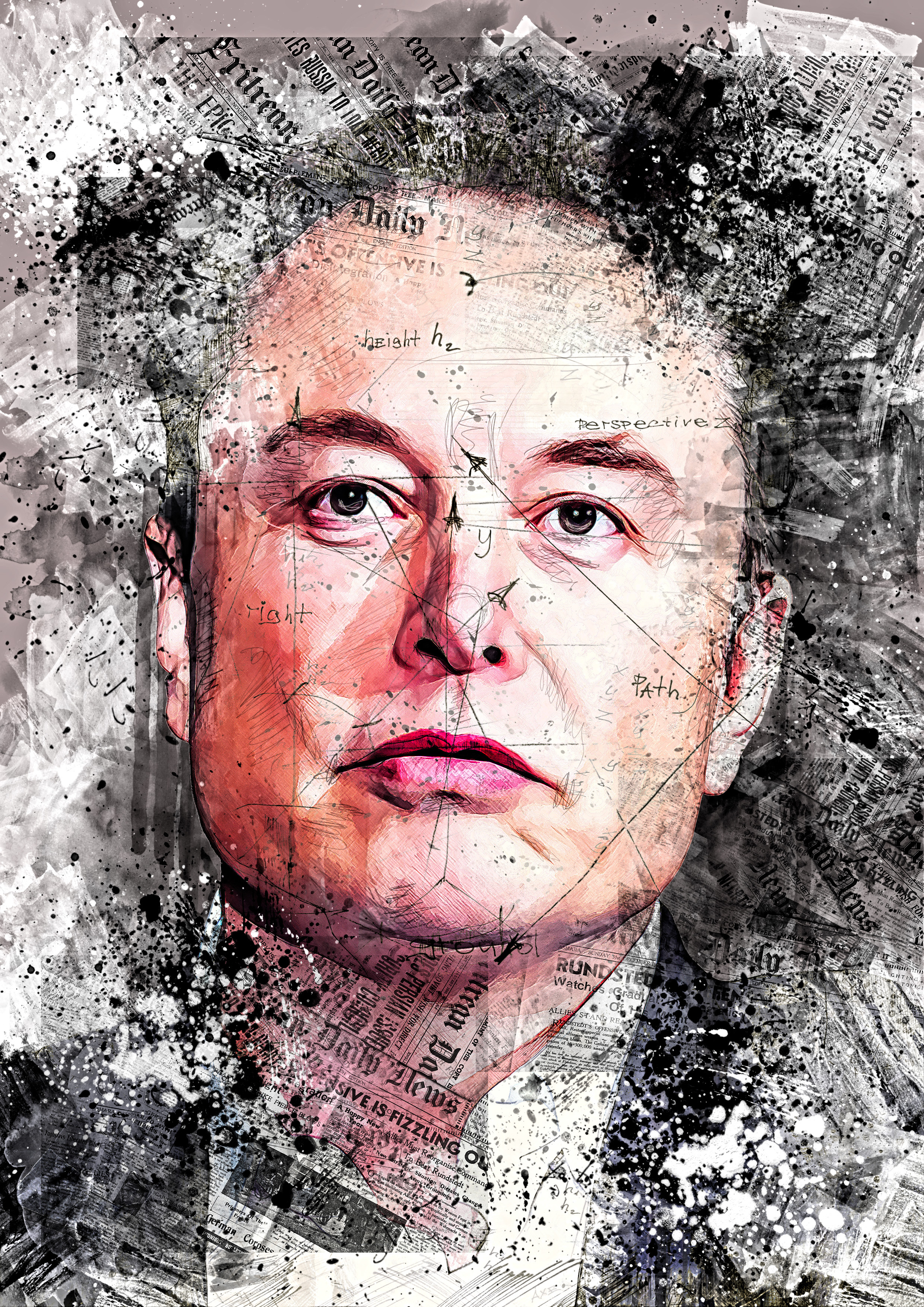 Elon Musk high quality - 9x12 - Original Watercolor Portrait