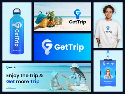 GetTrip - Visual Identity ballon branding explorer fly freedom g g letter g logo identity journey logo logo service mark navigate sky symbol tour tourism travel logo trip