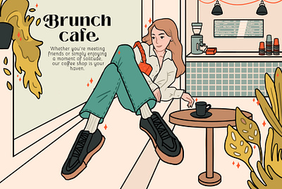 Illustration for Brunch cafe advertising cartoon character illustration social media