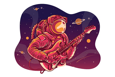 Astronaut with guitar illustration