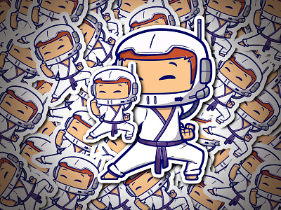 Cartoon karate kids with helmet astronaut branding canva cartoon cute graphic design illustration karate kids logo martial arts mascot vector