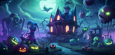 Halloween house illustration