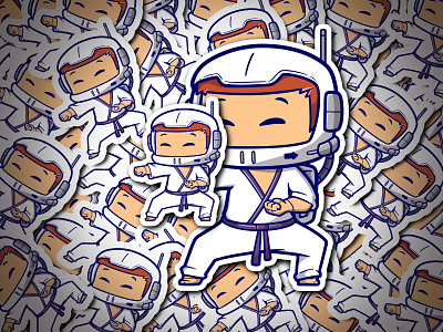 Cartoon karate astronaut canva elements astronaut branding canva elemen cartoon cute design illustration kids logo martial art vector