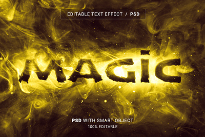 Magic Smoke Text Effect digital editable fire flame glow graphic design letter magic mockup photoshop photoshop template psd smart smoke text effect