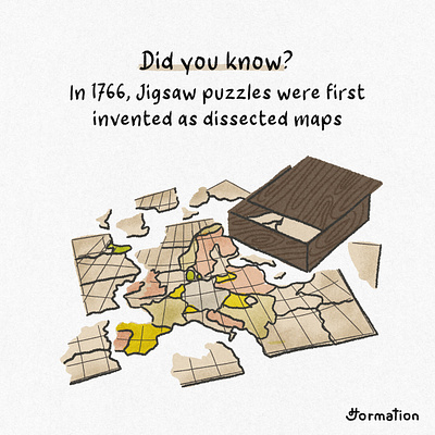 Jigsaw puzzles were first invented as dissected maps cartoon digital art digital illustration drawing fact fun fact illustration jigsaw jigsaw puzzles map procreate