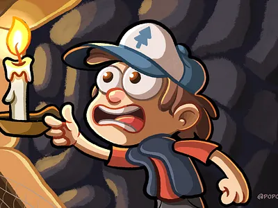 In the Darkness with Dipper cartoon character design digital art dipper drawing gravity falls illustration painting procreate