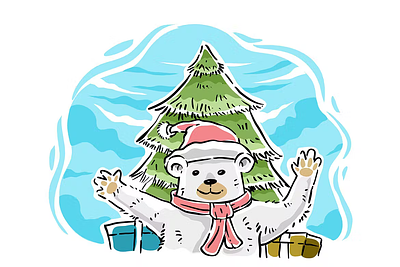Christmas bear - illustration illustration