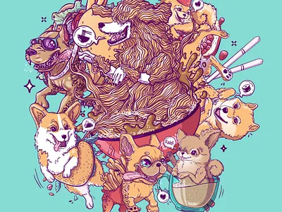 Doggust 2022: Celebrating the Goodest Doggos character design dog dog food dog food puns dog lover dogs graphic design illustration tasty dogs vector