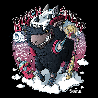 Black Sheep black sheep character design graphic design illustration misfit sheep vector