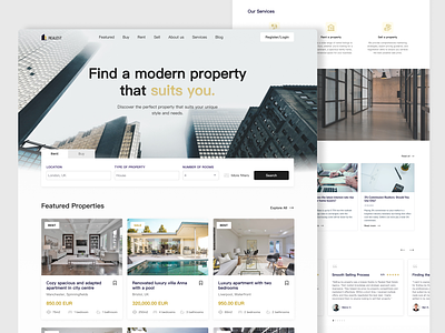 Realest Real Estate Agency Website UI Design black and gold homepage ladning page listing page luxury modern modern design modern ui property details real estate real estate agency real estate web real estate website responsive design ui design user interface uxui design web design website design website uxui