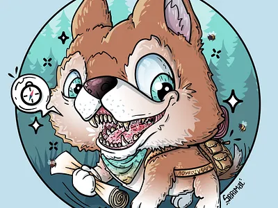 Adventurous Dog: Exploring the Wonder-fur World adventurer adventurous dog character design graphic design illustration spirited pup vector wonder fur world