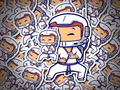 Astronaut karate kids astronaut branding canva canva element cartoon cute design illustration jiujitsu kids logo mascot taekwondo vector