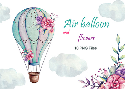 clipart, watercolor, balloon bouquet