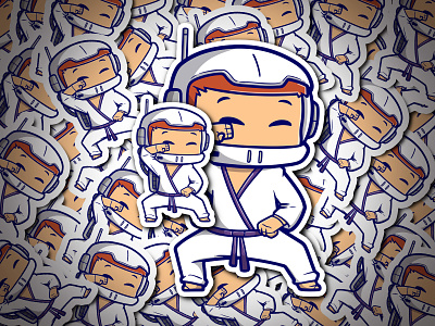 Cartoon astronaut karate poses astronaut branding canva element cartoon cute design graphic design illustration karate kids logo mascot vector