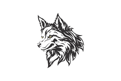 Vintage wolf logo design illustration