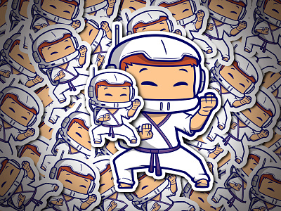 Cartoon astronaut karate boy art branding canva elemen cartoon cute design hand drawn illustration jiujitsu karate kids logo mascot vector