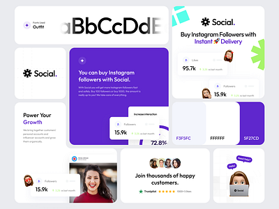 Social - Increase your followers 🚀 bento bento cards bento design branding design design page figma graphic design landing page social media ui