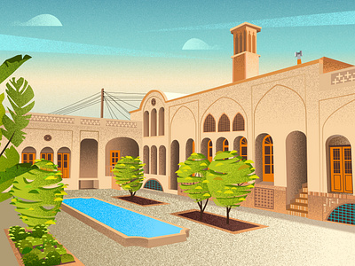 Traditional House architercture art classic digitalart digitalpaint grainy home house illustration illustrator iran kashan oldhouse painting persian sketch traditional yazd