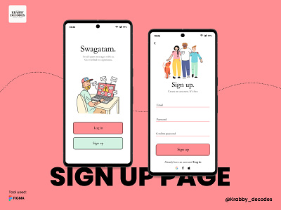 Sign up Page. app design ui ux