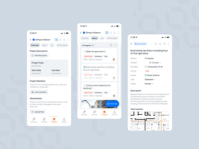 Construction Management Mobile App app app design clean construction management app mobile app mobile app design mobile design mobile ui simple ui task app task design tasks ui ui design uxui