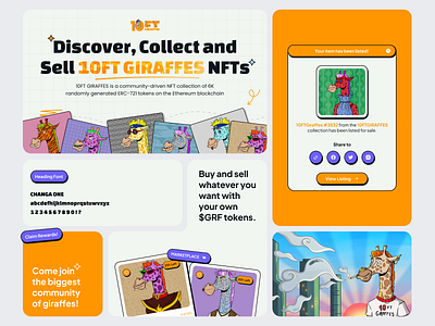 10FT GIRAFFES - Community driven NFT bento bento cards branding design design page figma graphic design illustration landing page nft nft design ui