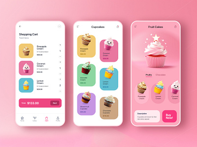 Cupcake App app design cake cupcake graphic design pink ui
