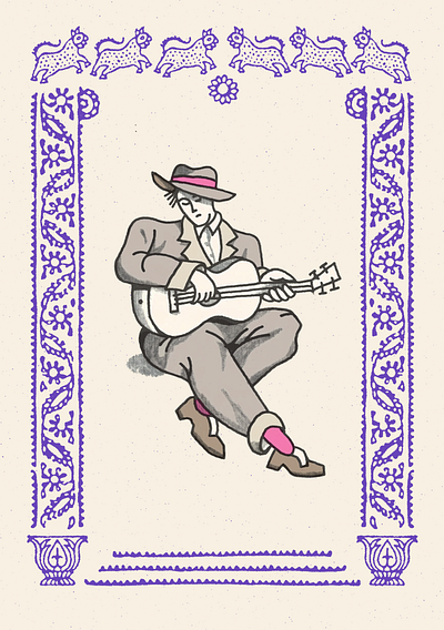 Hobo guitarist plays the only song he can remember. archive art artistic characterdesign composition contemporary creativedesign design designportfolio graphic design handmade hobo illustration illustrationcommunity illustrationstyle illustrator inkillustration print printdesign visualdesign