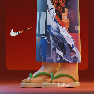swallow x nike 3d 3d icon 3d modelling animation blender branding graphic design logo motion graphics nomad sculpt sculpt sculpting ui