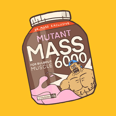 Mutant Mass 6000 boogs cartoon drawing ericbugenhagen fitness illustration packaging protein whey