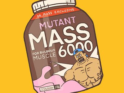 Mutant Mass 6000 boogs cartoon drawing ericbugenhagen fitness illustration packaging protein whey