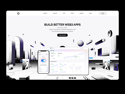 Landingpage blockchain blockless city crypto data illustration tech technology vector web3