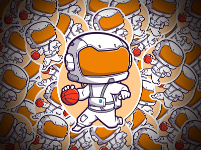 Canva element astronaut playing basketball illustration astronaut basketball canva element cartoon cute design graphic design illustration kids logo mascot sports vector
