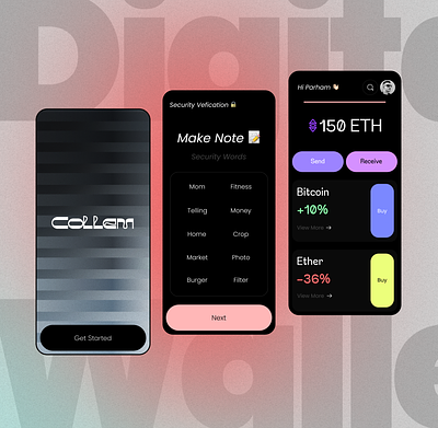 Crypto Wallet App 👛 app banking app bitcoin crypto crypto wallet app design ether finance landing page login login page marketplace nft onboarding product design profile security ui ux wallet app