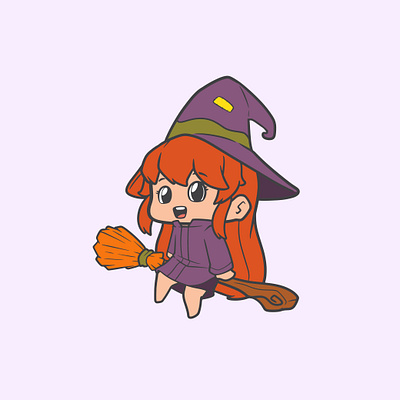 Cartoon halloween witch girl illustration branding broom canva element cartoon clipart costume cute design girl graphic design halloween illustration kids logo mascot party spooky witch