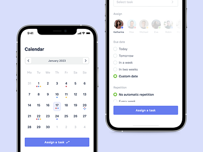 FamPlan – Sharable Tasks App app avatars button calendar checklist ios list minimal simple tasks ui