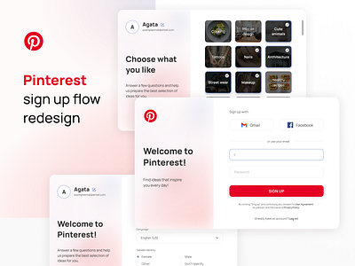 Pinterest sign up flow redesign