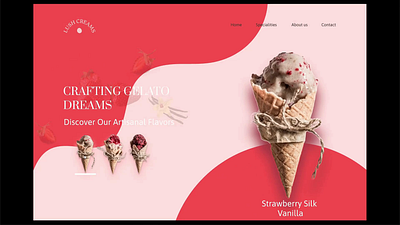 3D Carousel- Artisan Gelato Concept 3d branding carousel concept design graphicdesign motion options pink ui ux web webdesign