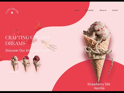 3D Carousel- Artisan Gelato Concept 3d branding carousel concept design graphicdesign motion options pink ui ux web webdesign