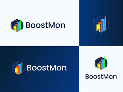 Logo Design -BoostMon 3d branding graphic design illustration logo ui ux vector