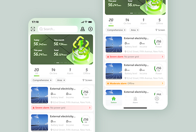 Photovoltaic Electric Power Generation Mobile App UI Kit mobile app ui