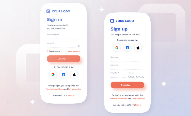 Simple Login / Sign in & Sign up Screen by Wira Ramadhana on Dribbble