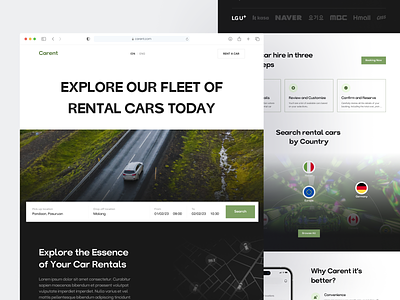 Carent's - Car Rental Landing Page car car rental clean clean website dark landing page rent rent cars rental rental car web design website