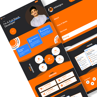 Alidesigns | Web Developer Portfolio academy website design branding design graphic design homepage design modern website orange website personal website portfolio website ui ux web designer web developer portfolio