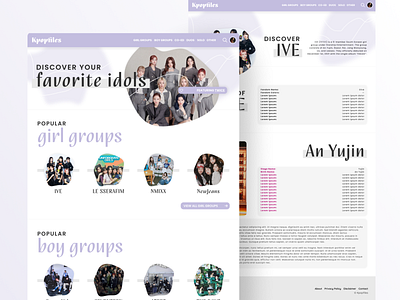 Kpopfiles - Kpop Idol Profile Website kpop kprofiles student ui ux website