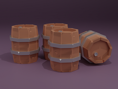 Low Poly Barrels 3d assets blender blender3d design lowpoly texturepaint