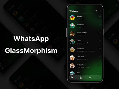 Whatsapp Glassmorphism app app design concept design figma futuristic glassmorphism glassy spatial design ui uiux ux whatsapp whatsapp 2.0